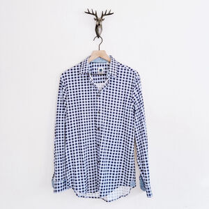Brooklyn Brigade Men's Blue Gingham Button Down Shirt Size Medium
